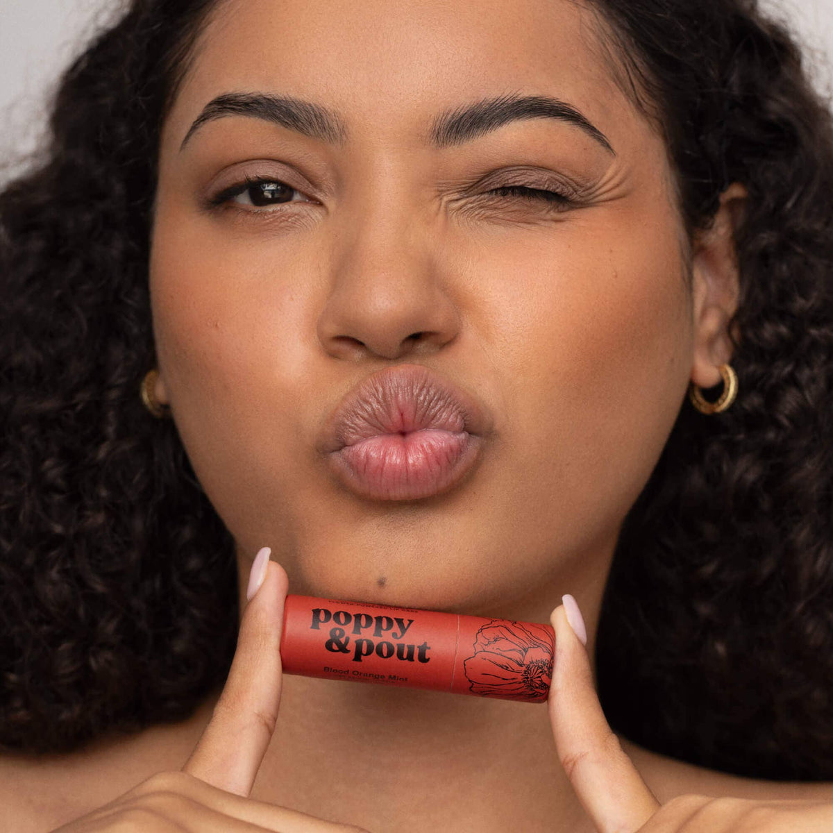 Poppy & Pout natural lip balm in Blood Orange Mint, eco-friendly tube, view 2