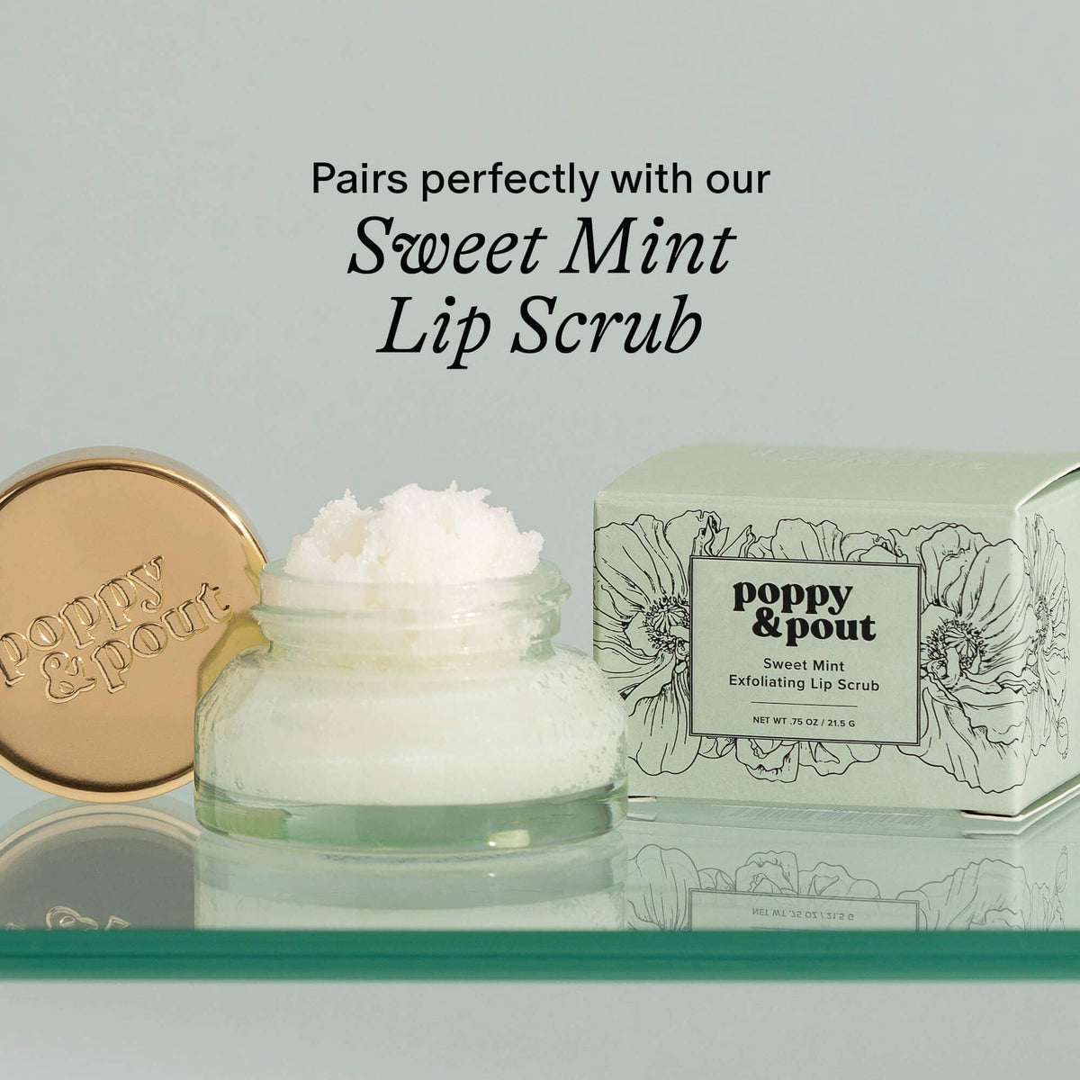 Poppy & Pout natural lip balm in Sweet Mint, eco-friendly tube, view 7
