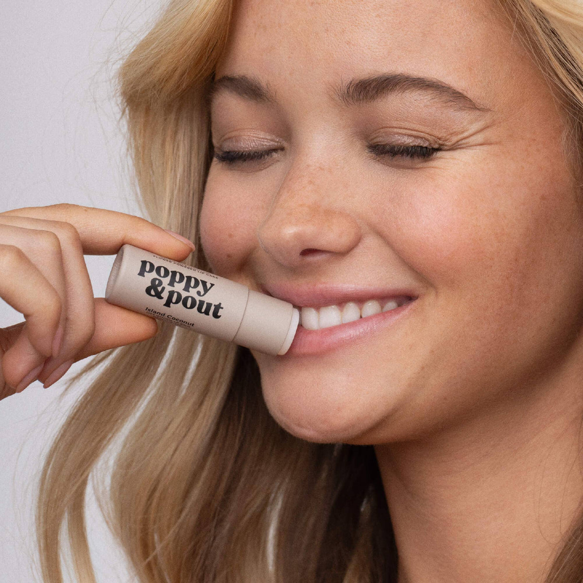 Poppy & Pout natural lip balm in Island Coconut, eco-friendly tube, view 2