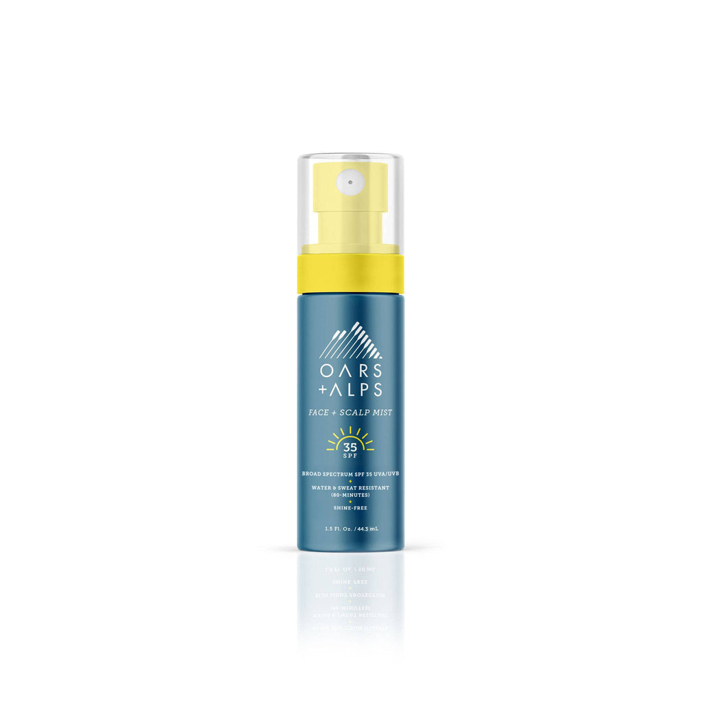 Oars + Alps Face + Scalp Mist SPF 35 spray sunscreen, 1.5 fl oz
