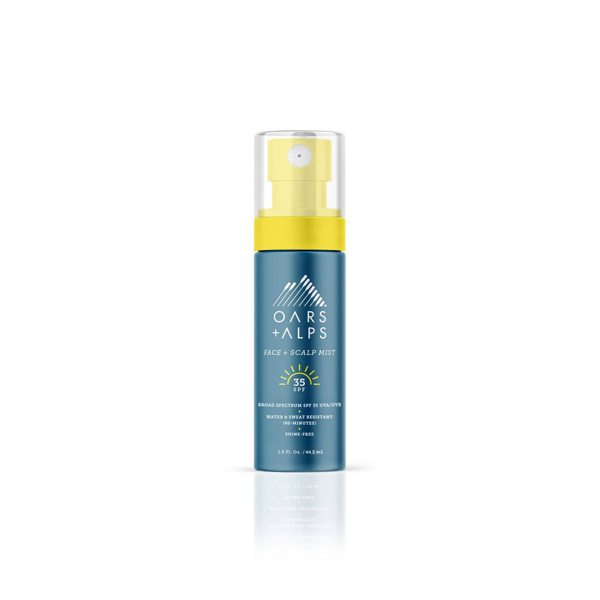 Oars + Alps Face + Scalp Mist SPF 35 spray sunscreen, 1.5 fl oz