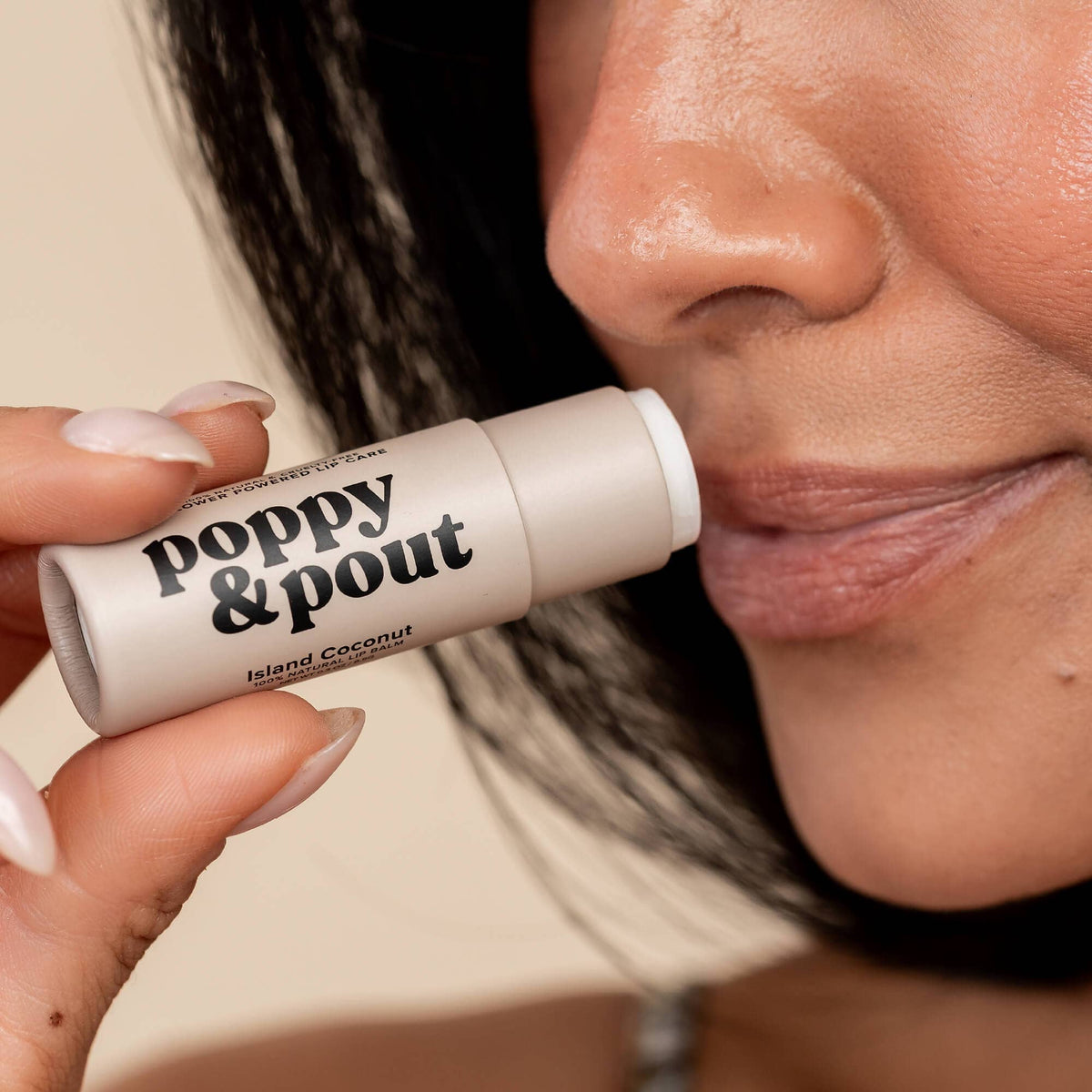 Poppy & Pout natural lip balm in Island Coconut, eco-friendly tube, view 4